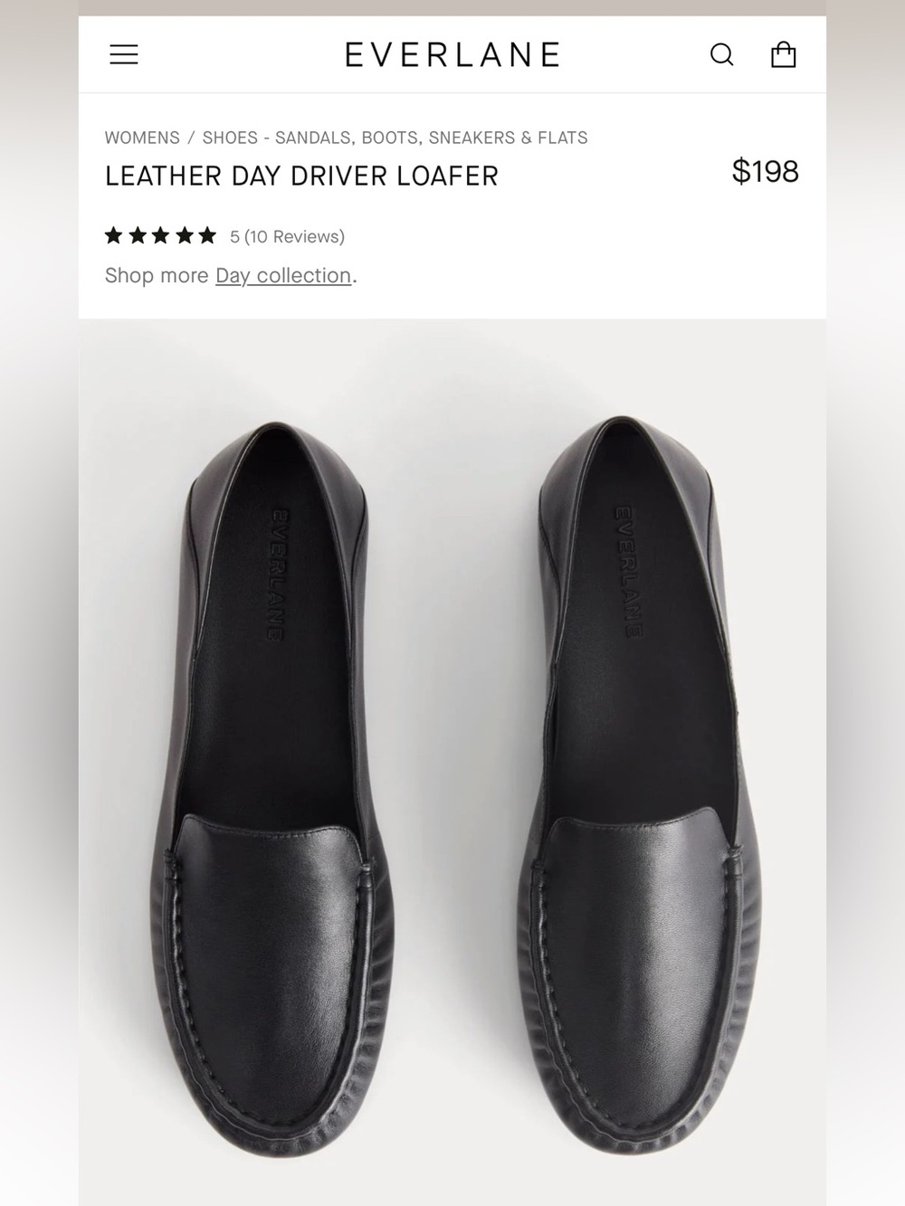 Everlane Black Leather Day Driver Loafers